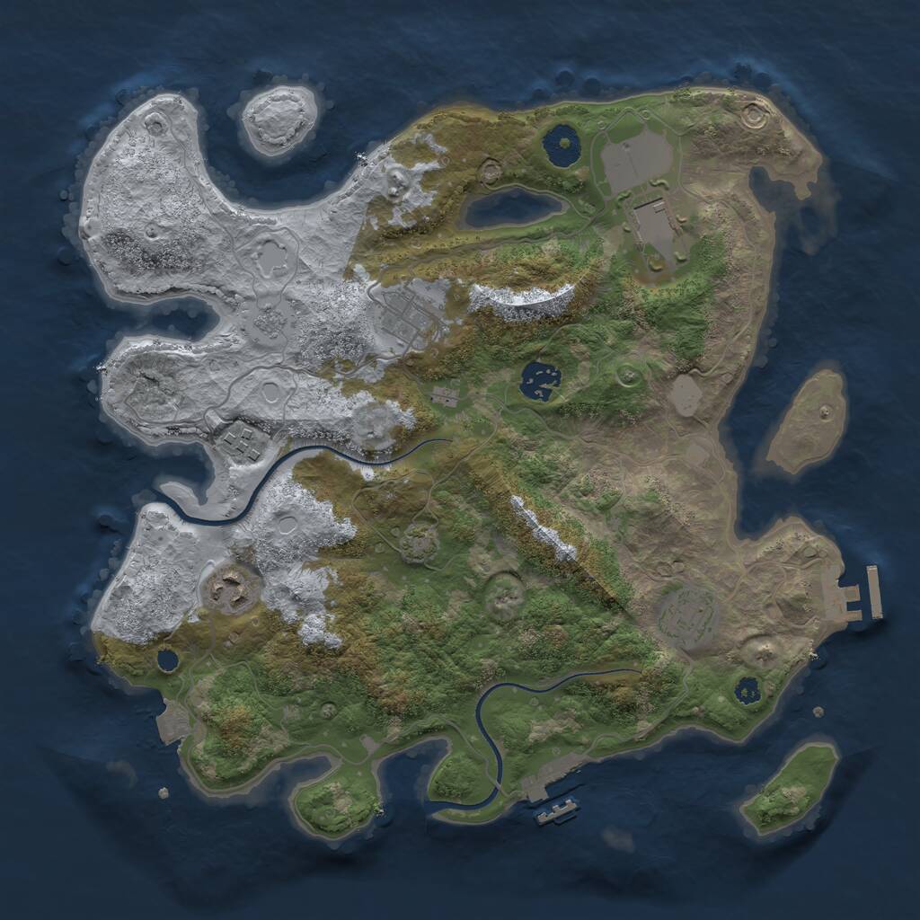 Rust Map: Procedural Map, Size: 3500, Seed: 49304930, 11 Monuments