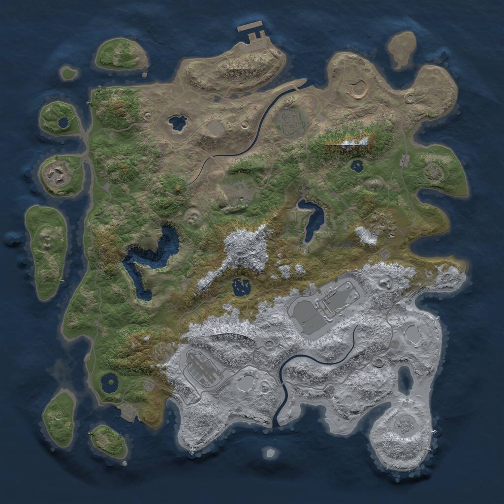 Rust Map: Procedural Map, Size: 4000, Seed: 6543287, 13 Monuments
