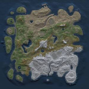 Thumbnail Rust Map: Procedural Map, Size: 4000, Seed: 6543287, 13 Monuments