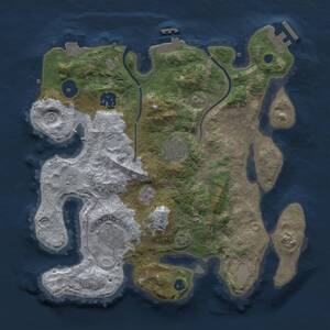 Thumbnail Rust Map: Procedural Map, Size: 3000, Seed: 797994506, 10 Monuments