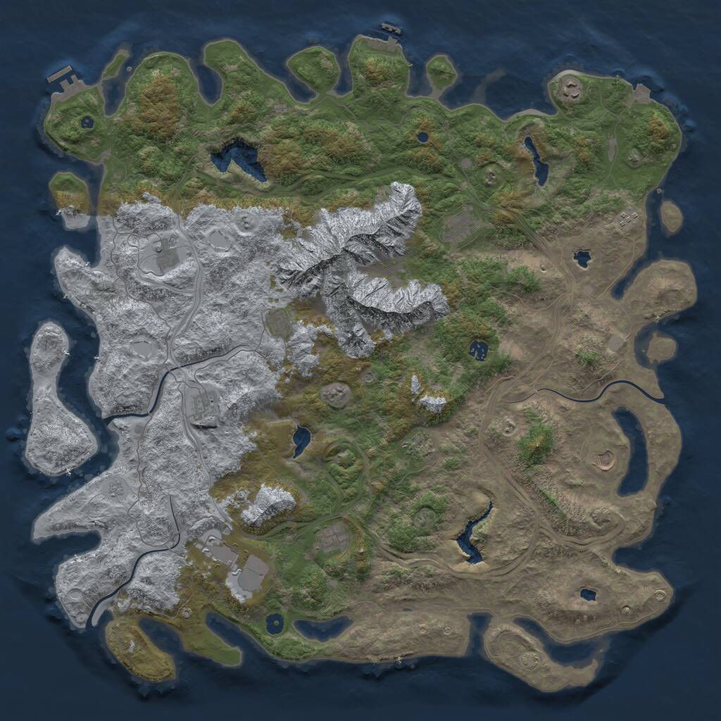 Rust Map: Procedural Map, Size: 5500, Seed: 729752645, 17 Monuments