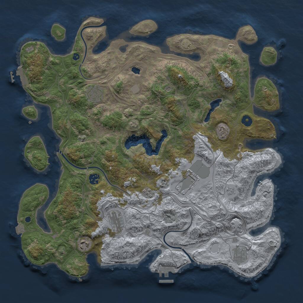 Rust Map: Procedural Map, Size: 4250, Seed: 1085226472, 13 Monuments