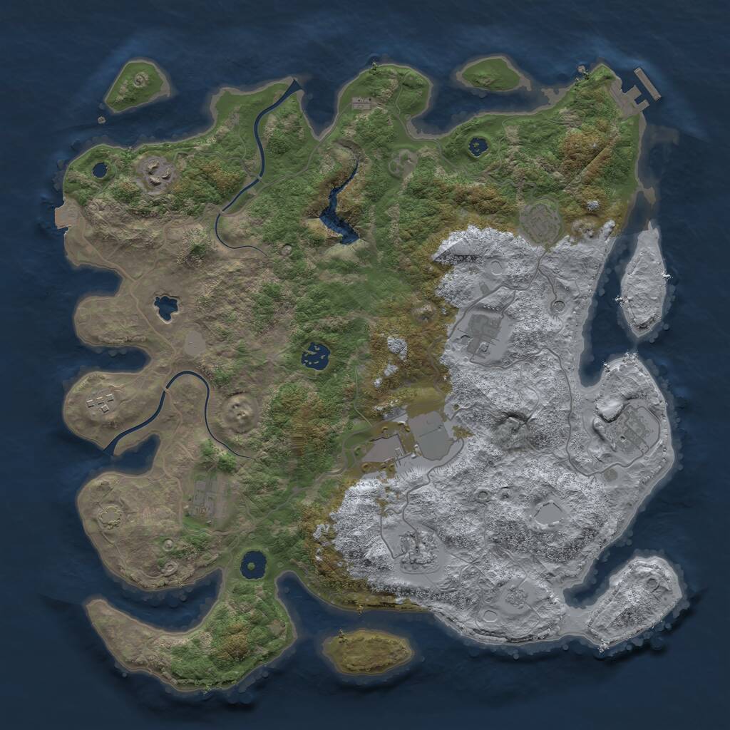 Rust Map: Procedural Map, Size: 4000, Seed: 103525048, 14 Monuments