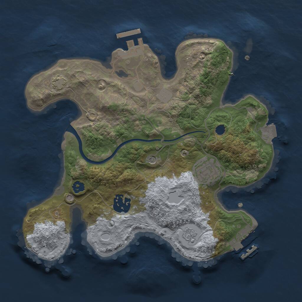 Rust Map: Procedural Map, Size: 2500, Seed: 121291, 8 Monuments