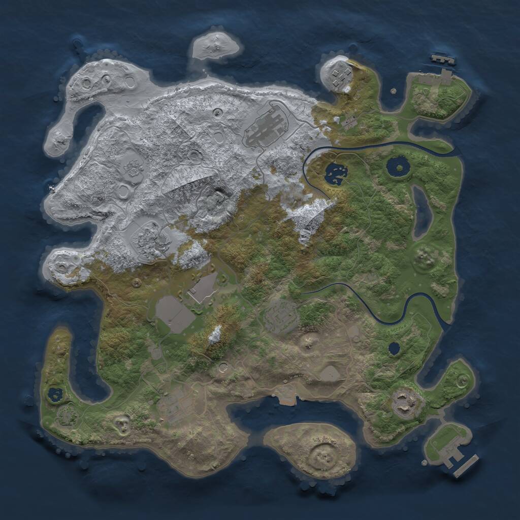Rust Map: Procedural Map, Size: 3500, Seed: 16028820, 14 Monuments