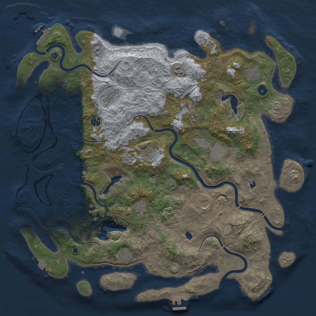 Rust Map: Procedural Map, Size: 4800, Seed: 1099779663, 17 Monuments