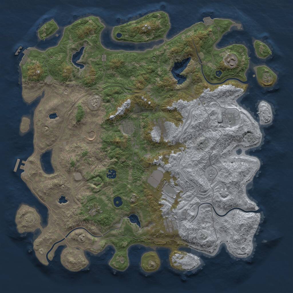 Rust Map: Procedural Map, Size: 4500, Seed: 1294142042, 16 Monuments