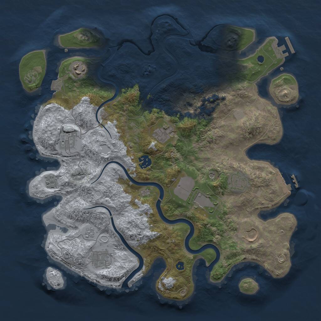 Rust Map: Procedural Map, Size: 3700, Seed: 47566, 15 Monuments