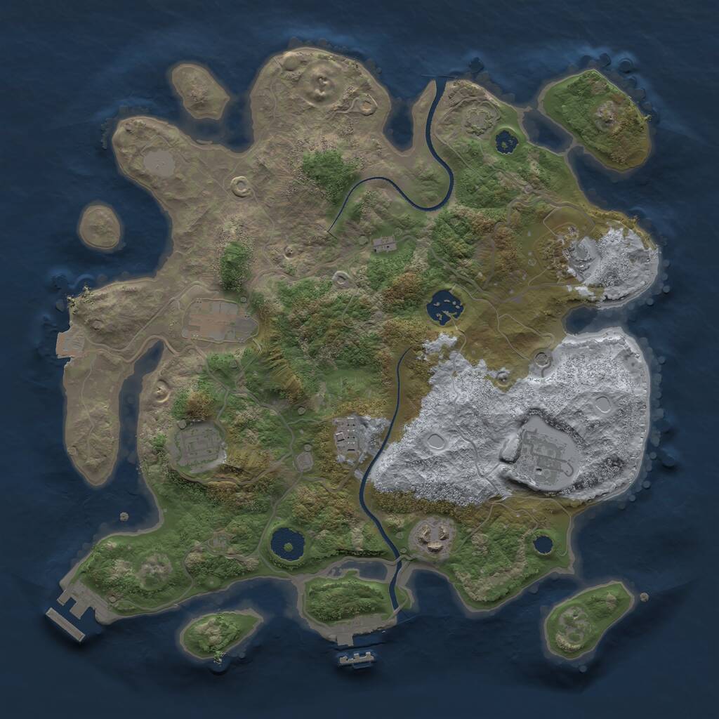 Rust Map: Procedural Map, Size: 3250, Seed: 745367899, 12 Monuments