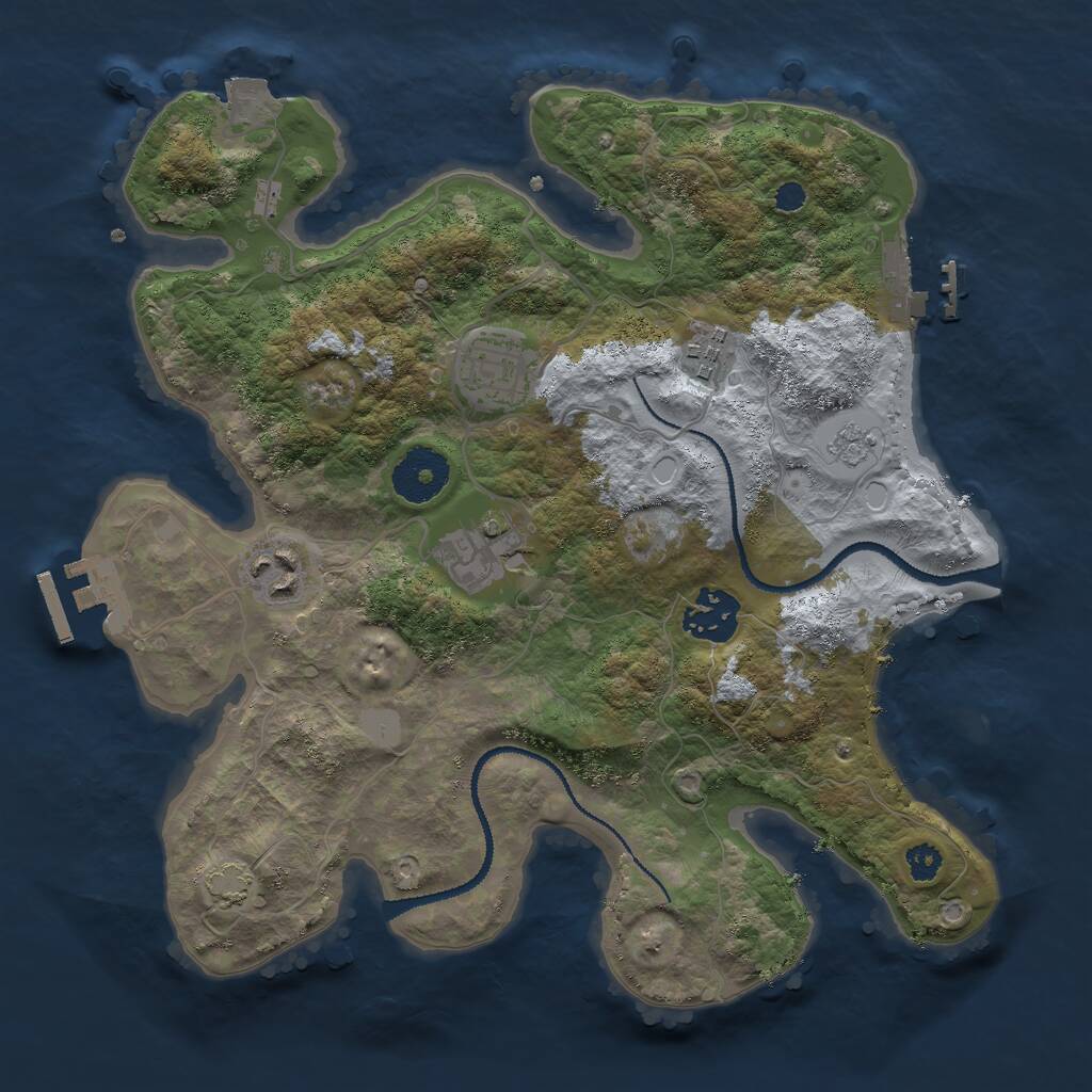 Rust Map: Procedural Map, Size: 2999, Seed: 490979535, 10 Monuments