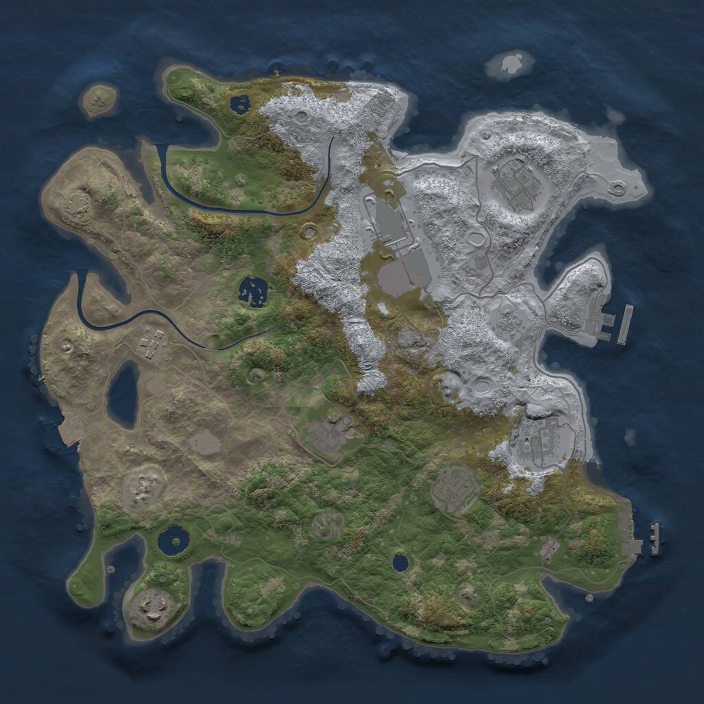 Rust Map: Procedural Map, Size: 3500, Seed: 844964588, 13 Monuments