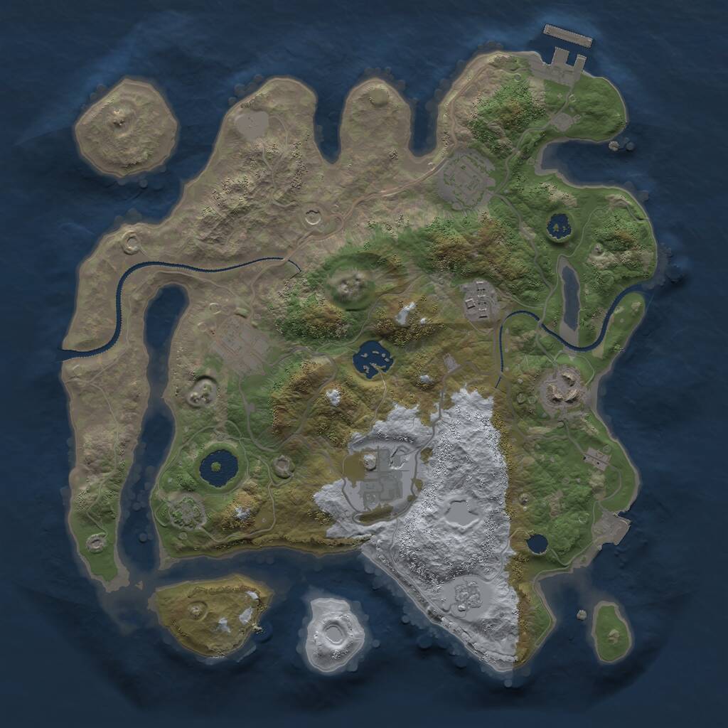 Rust Map: Procedural Map, Size: 3000, Seed: 1391466763, 11 Monuments
