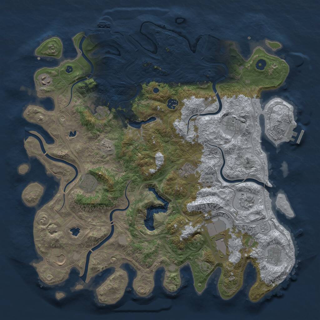 Rust Map: Procedural Map, Size: 4500, Seed: 738524569, 17 Monuments