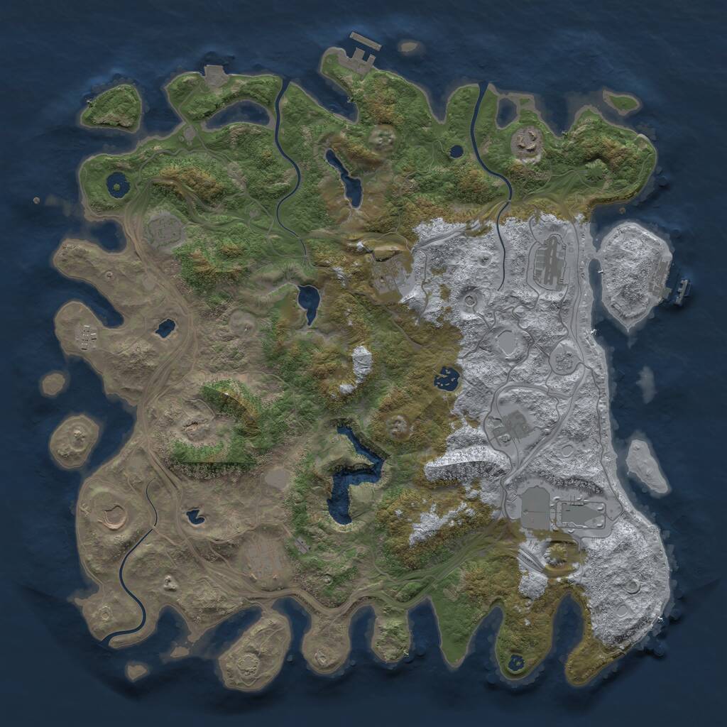 Rust Map: Procedural Map, Size: 4500, Seed: 738524569, 16 Monuments
