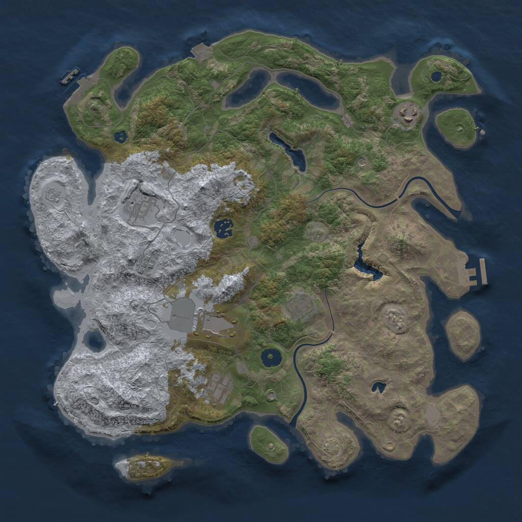 Rust Map: Procedural Map, Size: 4000, Seed: 106232750, 13 Monuments