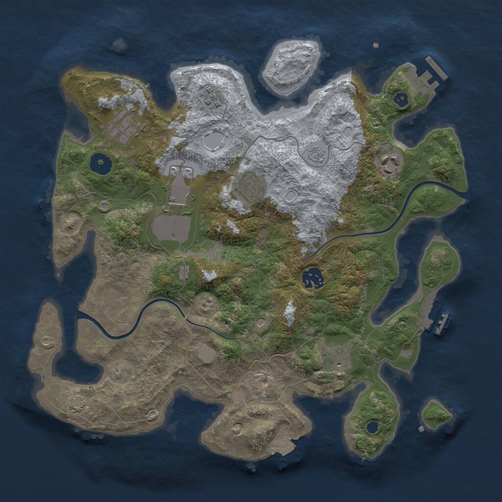Rust Map: Procedural Map, Size: 3500, Seed: 686536996, 13 Monuments