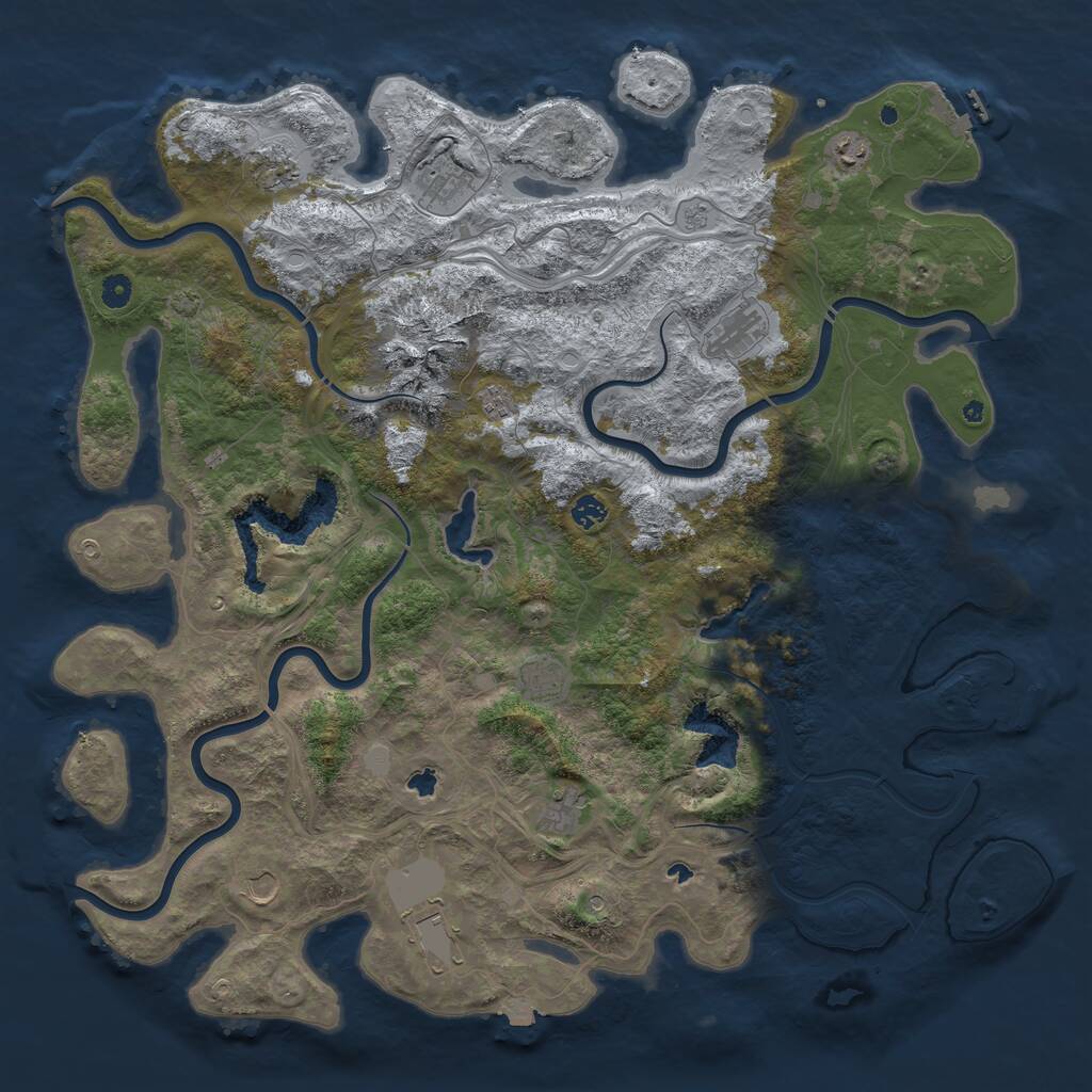 Rust Map: Procedural Map, Size: 5000, Seed: 1658762368, 16 Monuments
