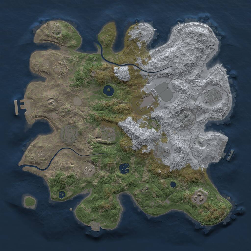 Rust Map: Procedural Map, Size: 3500, Seed: 156458012, 15 Monuments