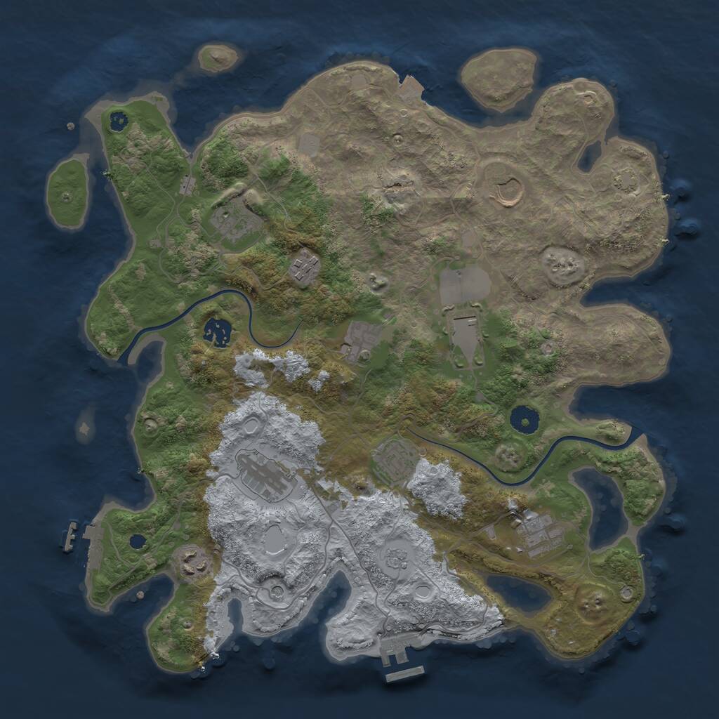 Rust Map: Procedural Map, Size: 3750, Seed: 2059296898, 16 Monuments