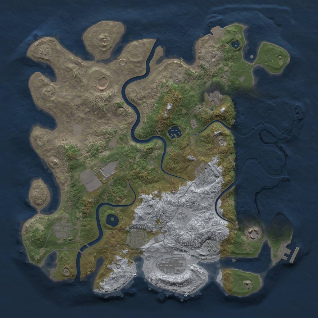 Rust Map: Procedural Map, Size: 3750, Seed: 290043945, 16 Monuments