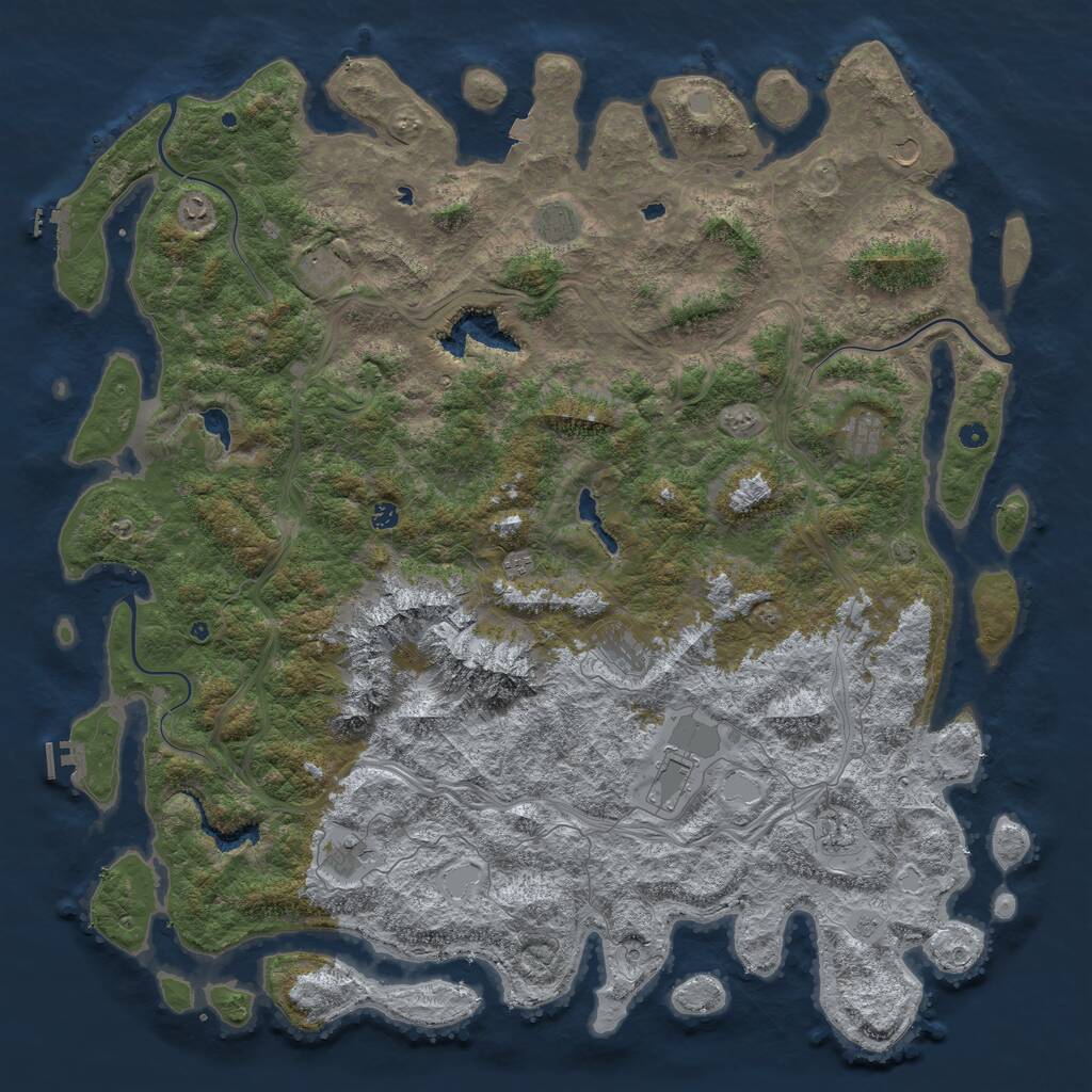 Rust Map: Procedural Map, Size: 6000, Seed: 854119824, 17 Monuments