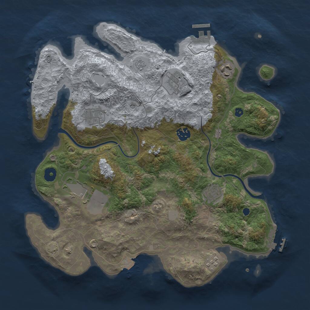 Rust Map: Procedural Map, Size: 3500, Seed: 271290, 13 Monuments