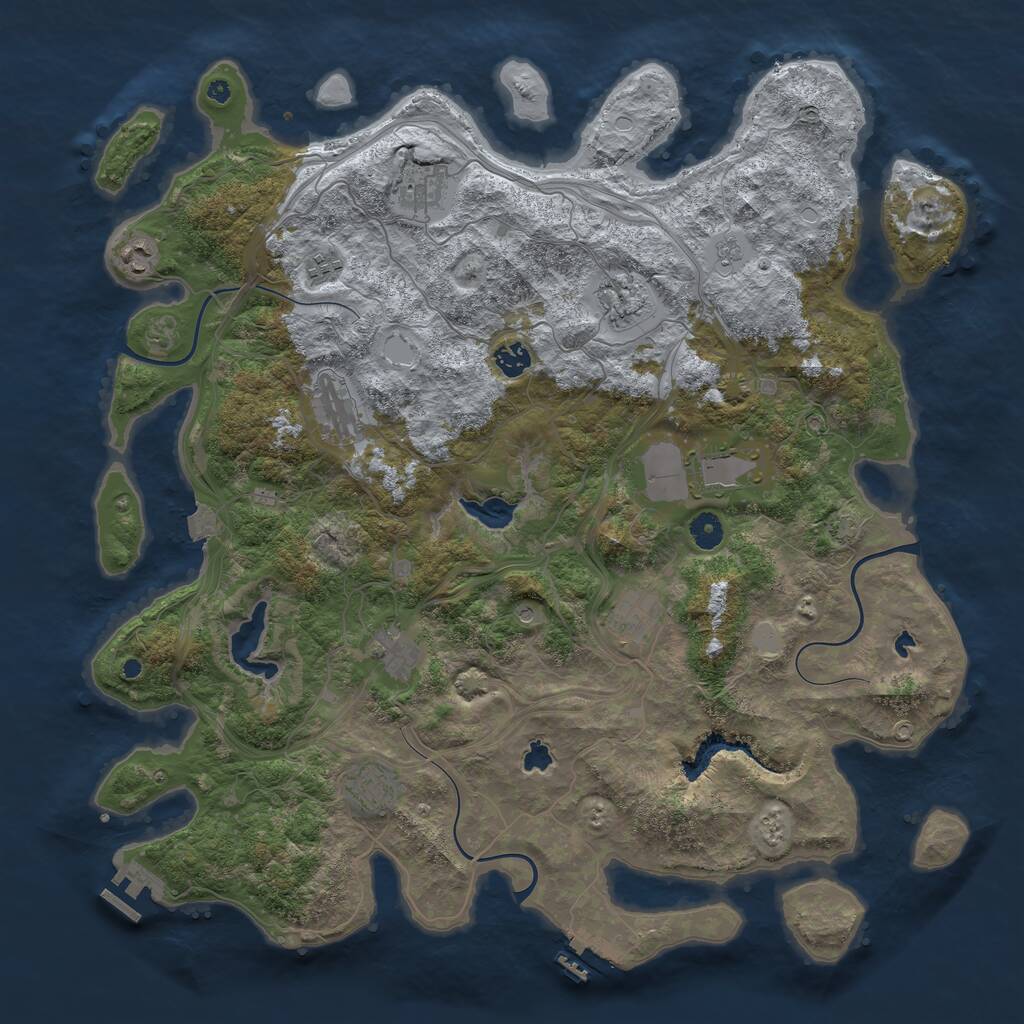Rust Map: Procedural Map, Size: 4500, Seed: 1483028205, 16 Monuments