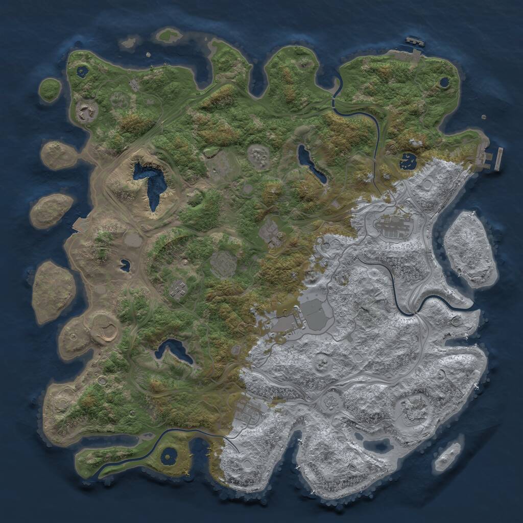 Rust Map: Procedural Map, Size: 4500, Seed: 855020391, 17 Monuments
