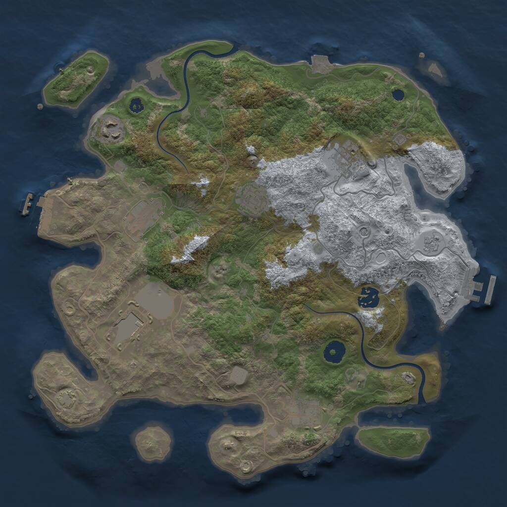 Rust Map: Procedural Map, Size: 3500, Seed: 188983521, 13 Monuments