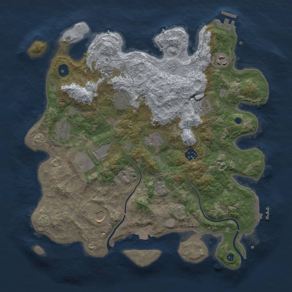 Rust Map: Procedural Map, Size: 3750, Seed: 836180057, 16 Monuments