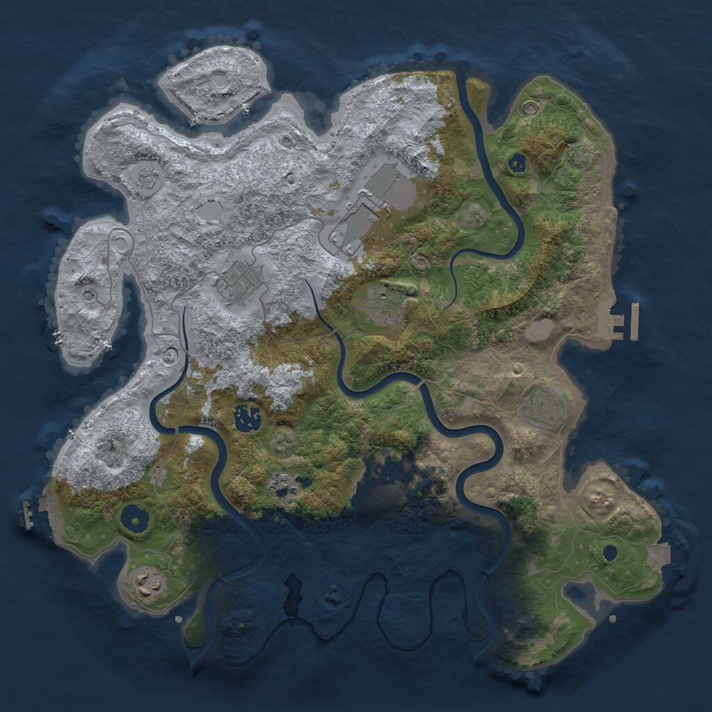 Rust Map: Procedural Map, Size: 3800, Seed: 960302687, 14 Monuments