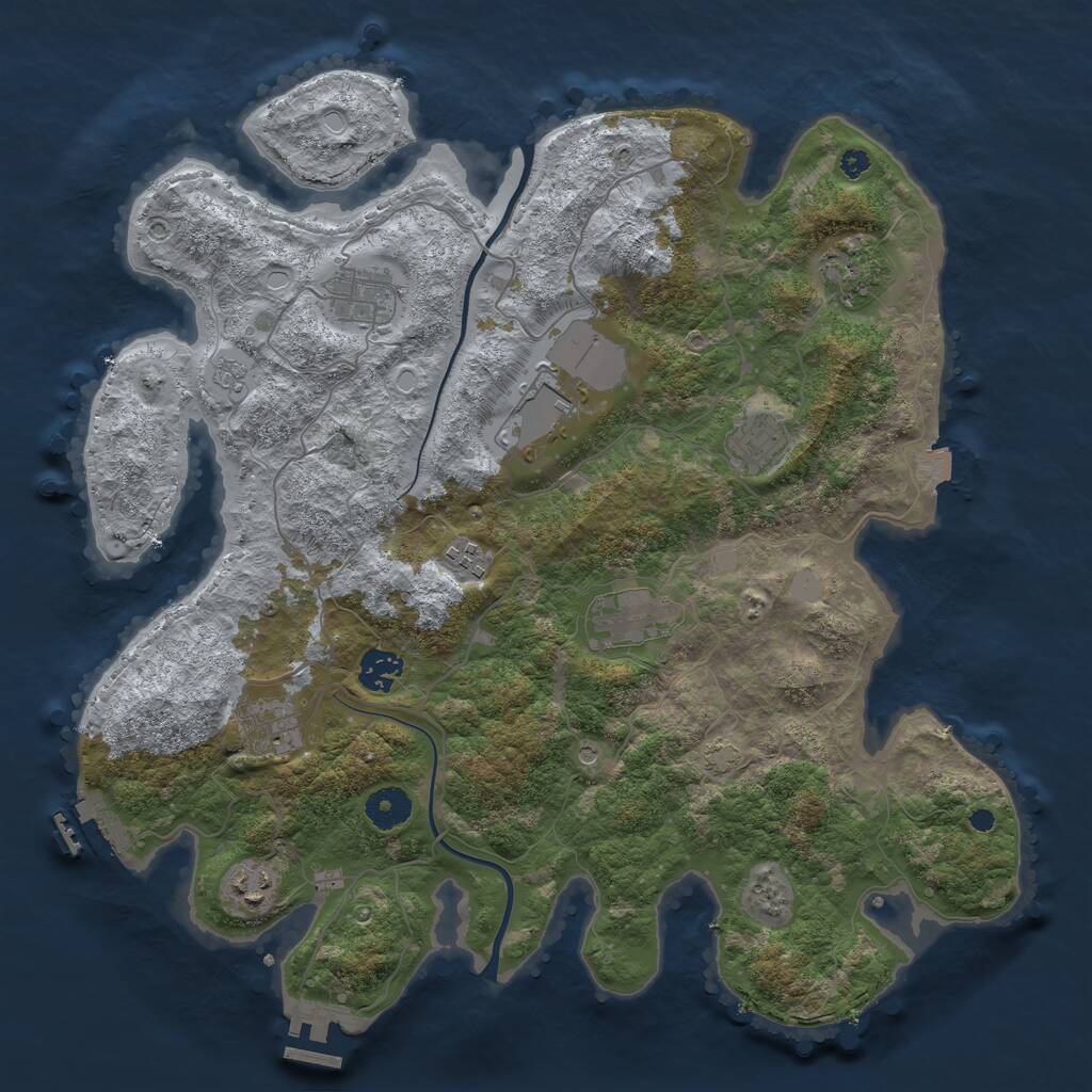 Rust Map: Procedural Map, Size: 3800, Seed: 960302687, 15 Monuments
