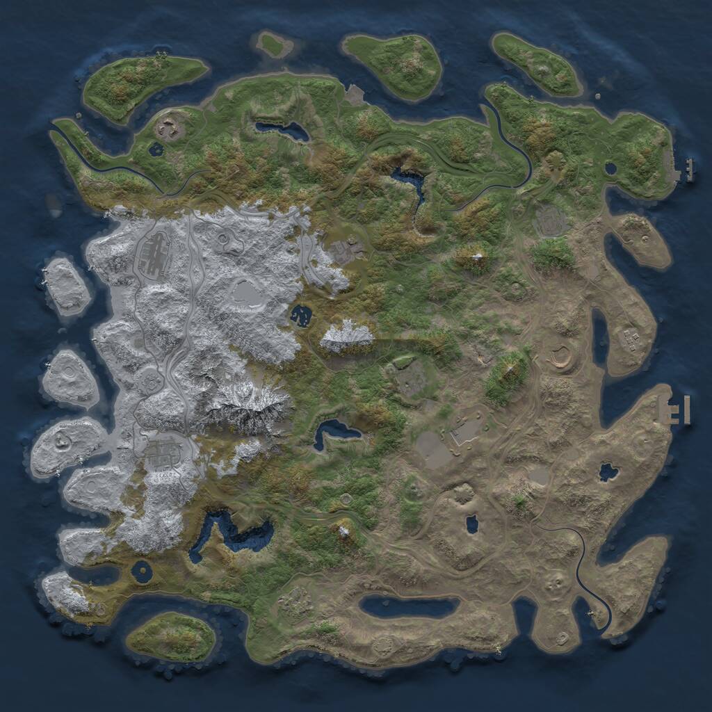 Rust Map: Procedural Map, Size: 5000, Seed: 551222049, 17 Monuments