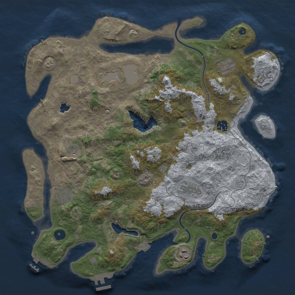 Rust Map: Procedural Map, Size: 4000, Seed: 384884761, 13 Monuments