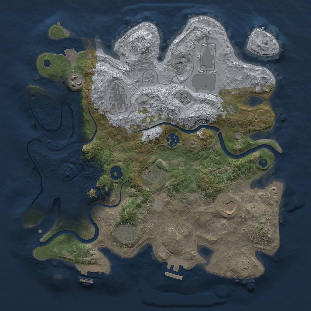 Rust Map: Procedural Map, Size: 3500, Seed: 978407444, 14 Monuments