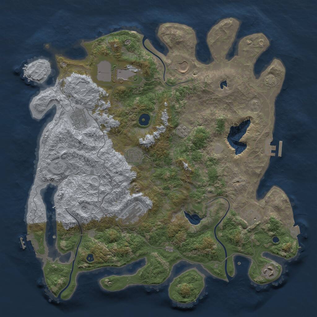 Rust Map: Procedural Map, Size: 4050, Seed: 689062567, 14 Monuments