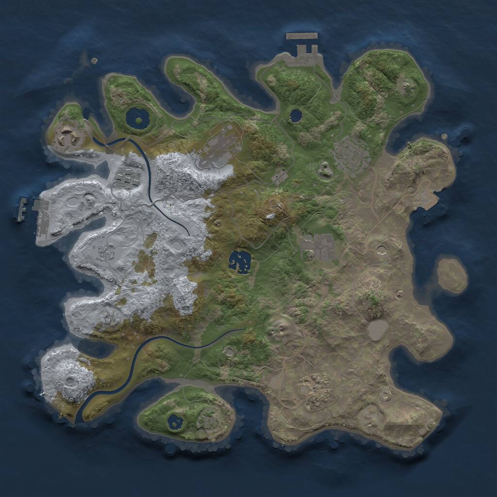 Rust Map: Procedural Map, Size: 3200, Seed: 551222049, 13 Monuments