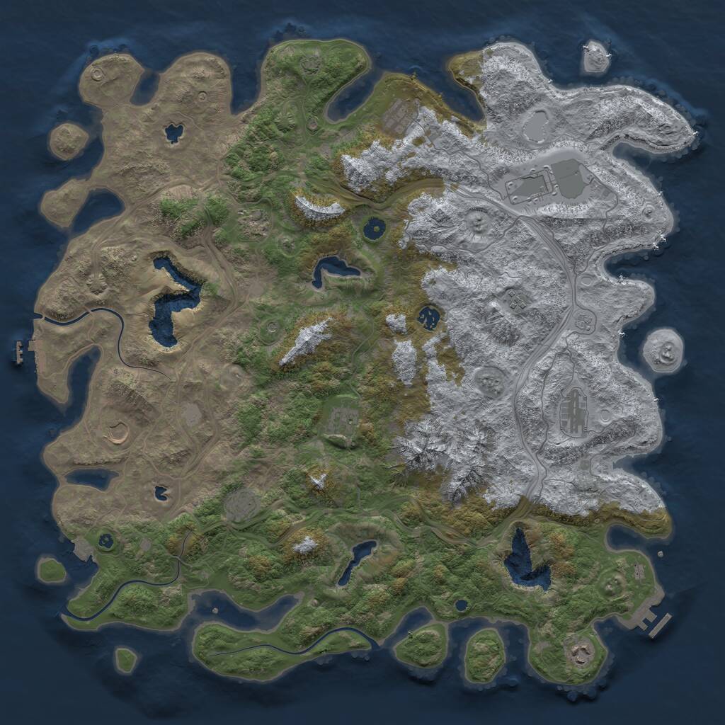 Rust Map: Procedural Map, Size: 5000, Seed: 1891242595, 16 Monuments