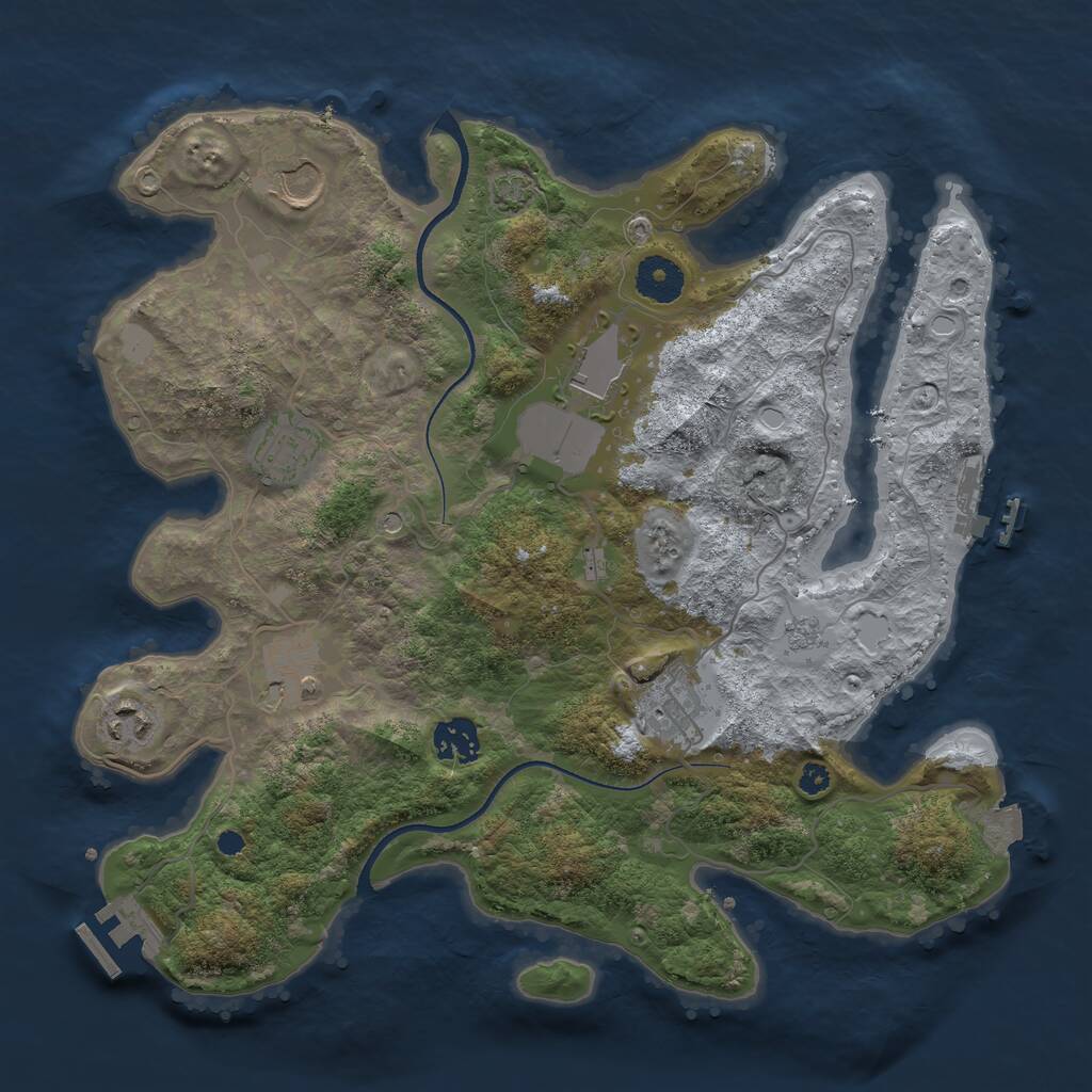 Rust Map: Procedural Map, Size: 3500, Seed: 1671855804, 13 Monuments