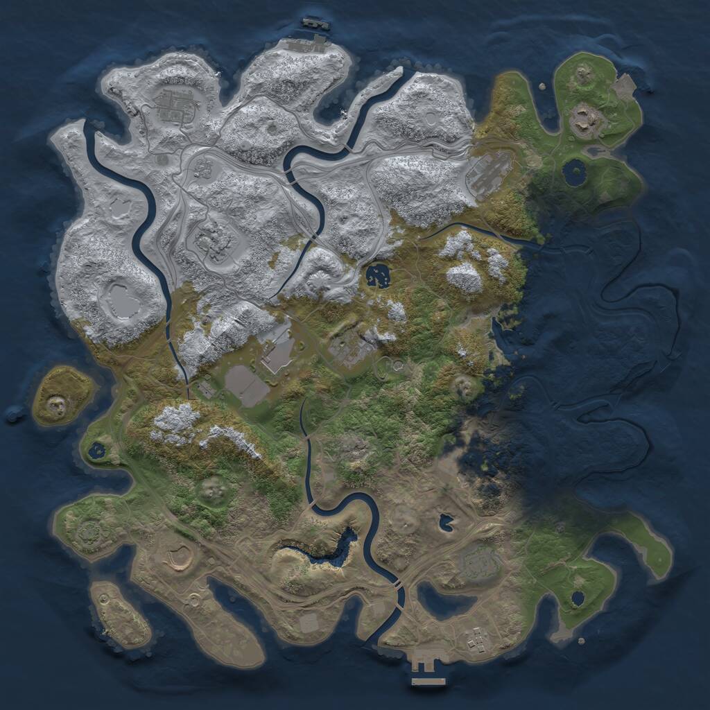 Rust Map: Procedural Map, Size: 4250, Seed: 1841542854, 17 Monuments