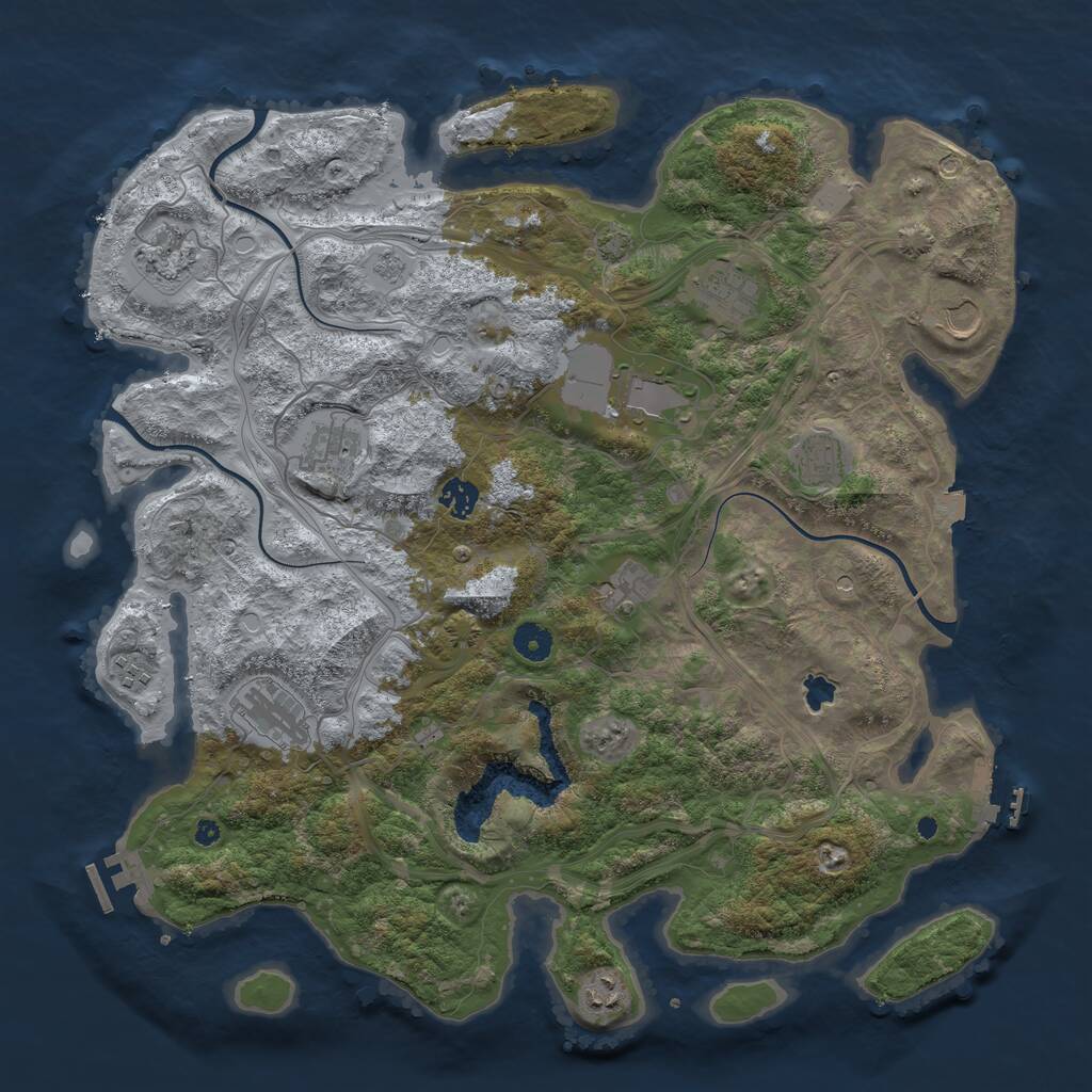 Rust Map: Procedural Map, Size: 4250, Seed: 500715562, 17 Monuments