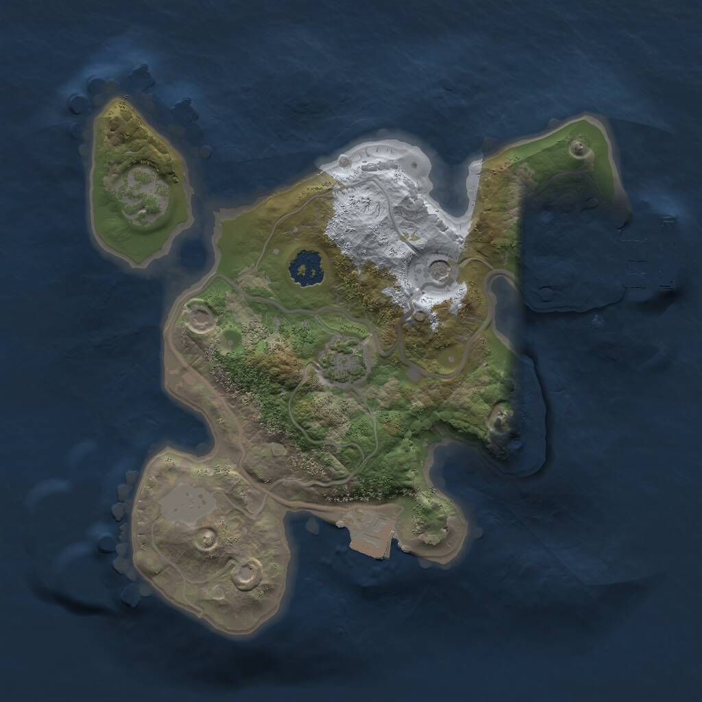 Rust Map: Procedural Map, Size: 2000, Seed: 480616683, 4 Monuments
