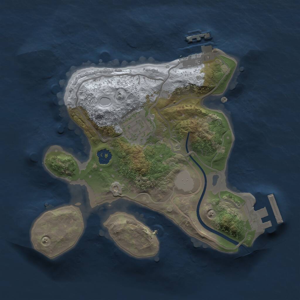 Rust Map: Procedural Map, Size: 2000, Seed: 1275819765, 4 Monuments