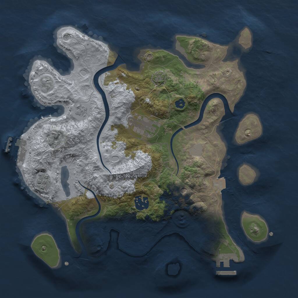 Rust Map: Procedural Map, Size: 3000, Seed: 85894358, 9 Monuments