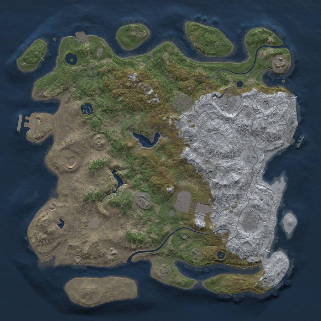 Rust Map: Procedural Map, Size: 4000, Seed: 269825557, 14 Monuments