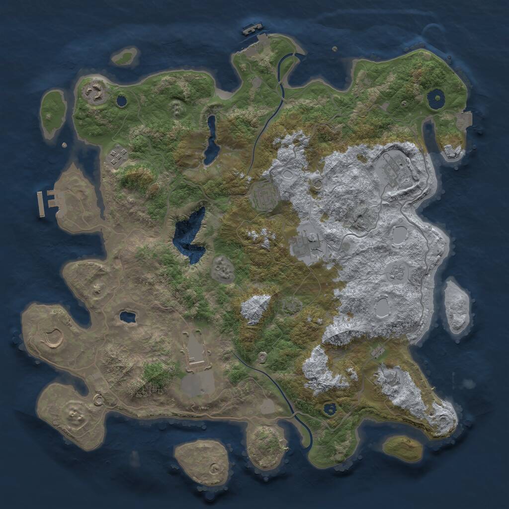 Rust Map: Procedural Map, Size: 4000, Seed: 1945642869, 14 Monuments
