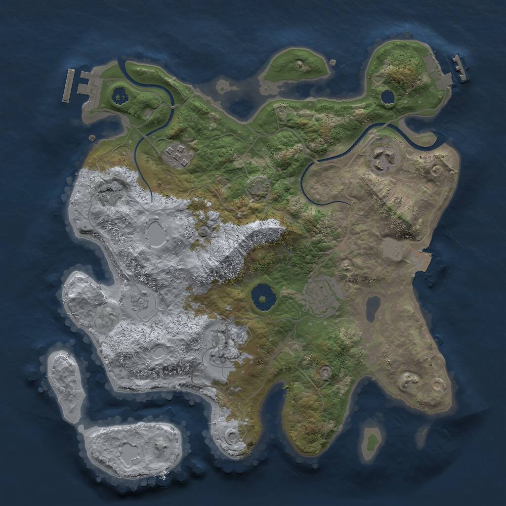 Rust Map: Procedural Map, Size: 3000, Seed: 442246971, 9 Monuments