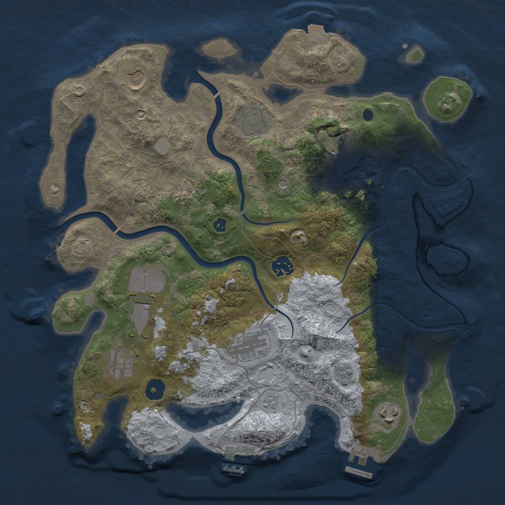Rust Map: Procedural Map, Size: 3700, Seed: 2000477, 16 Monuments