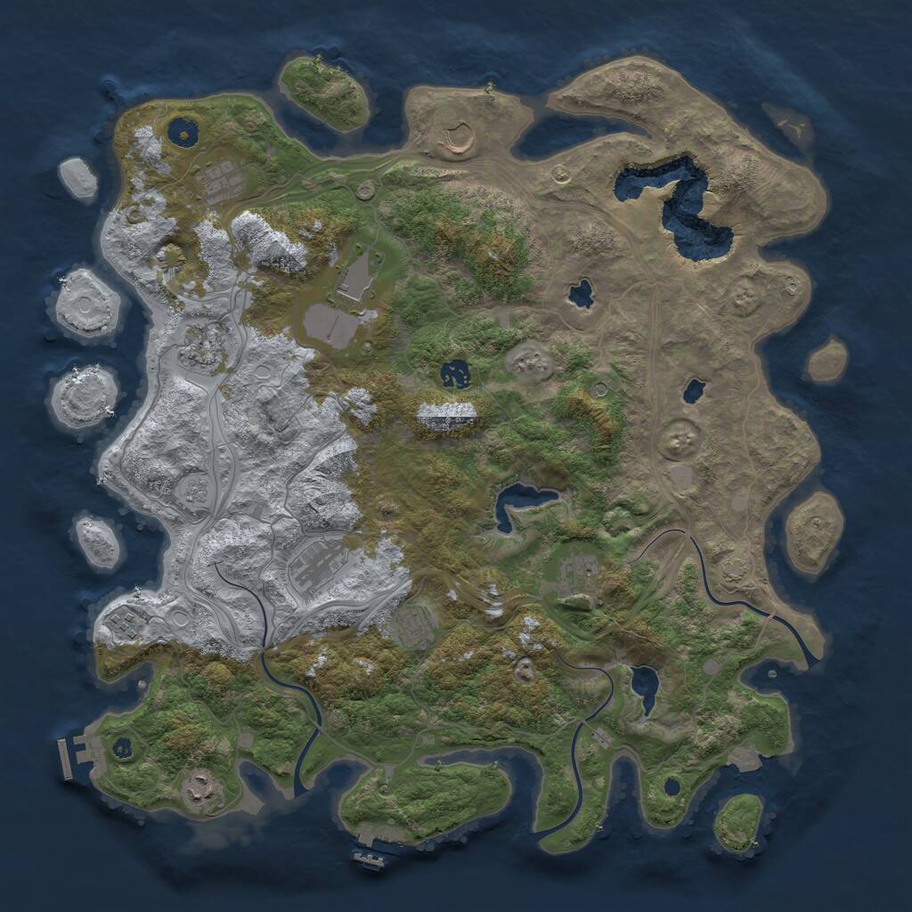 Rust Map: Procedural Map, Size: 4500, Seed: 23111999, 16 Monuments