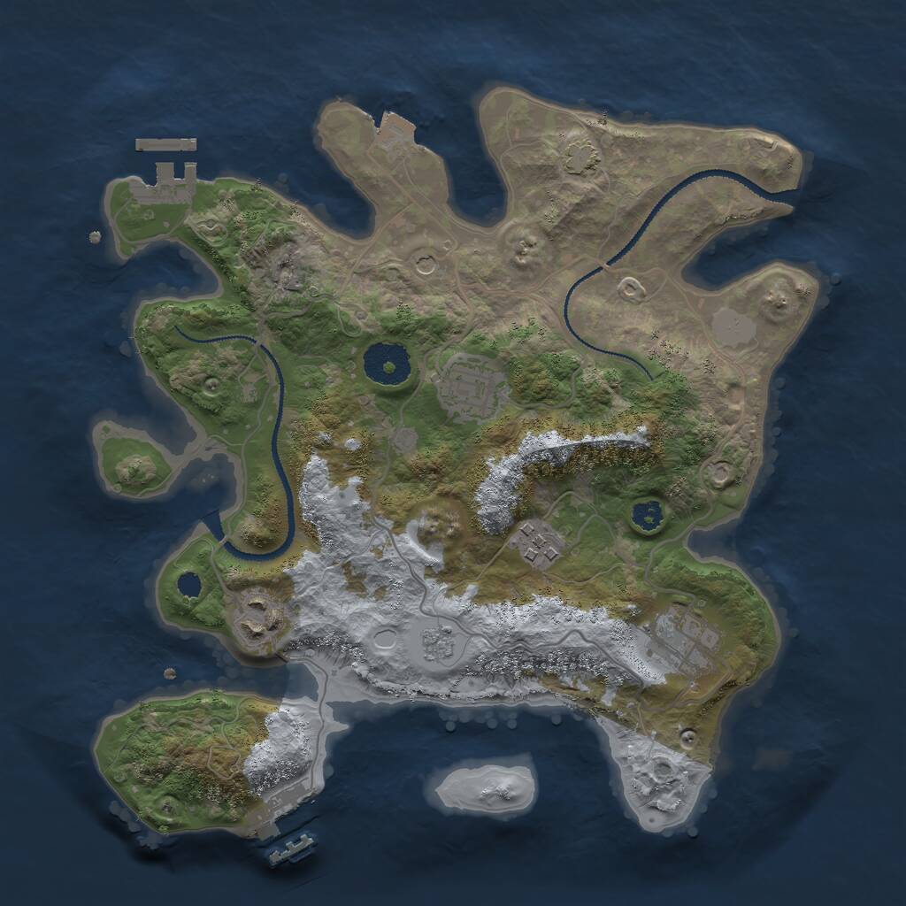 Rust Map: Procedural Map, Size: 3000, Seed: 155147552, 10 Monuments